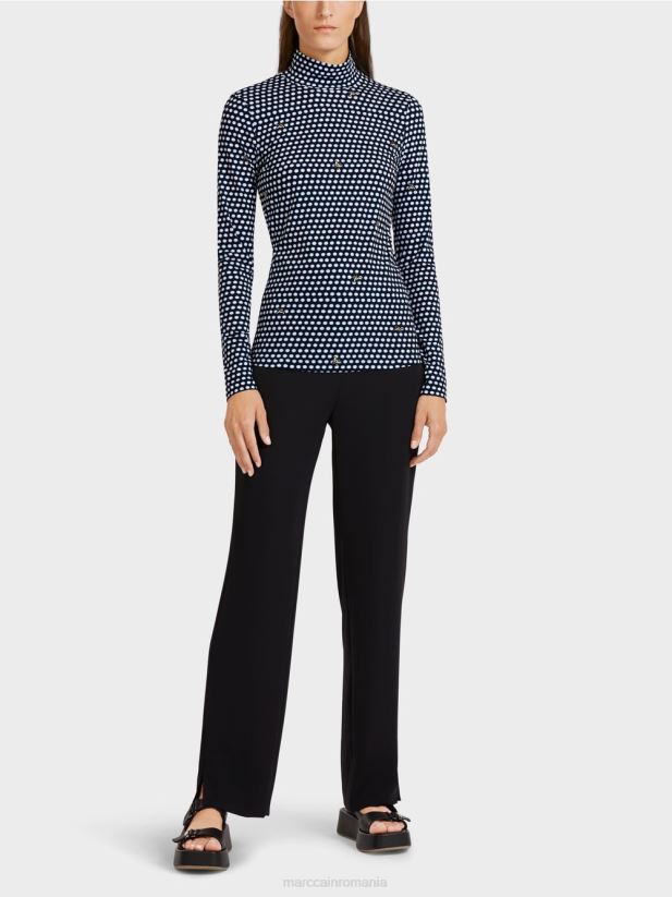 top cu maneci lungi cu guler ridicat Marc Cain negru îmbrăcăminte 4826HH1440