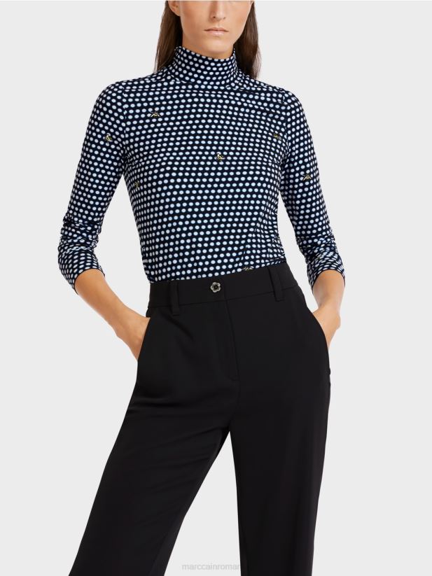 top cu maneci lungi cu guler ridicat Marc Cain negru îmbrăcăminte 4826HH1440