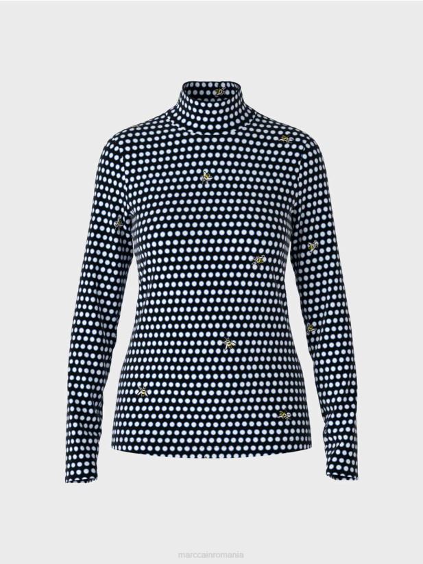 top cu maneci lungi cu guler ridicat Marc Cain negru îmbrăcăminte 4826HH1440