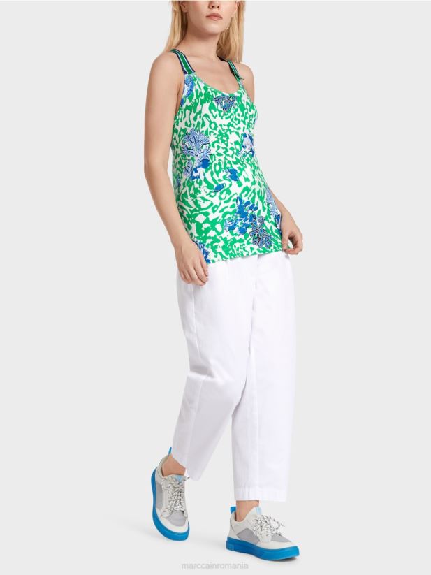 top cu spatele boxer Marc Cain frunză strălucitoare de busuioc îmbrăcăminte 4826HH1356