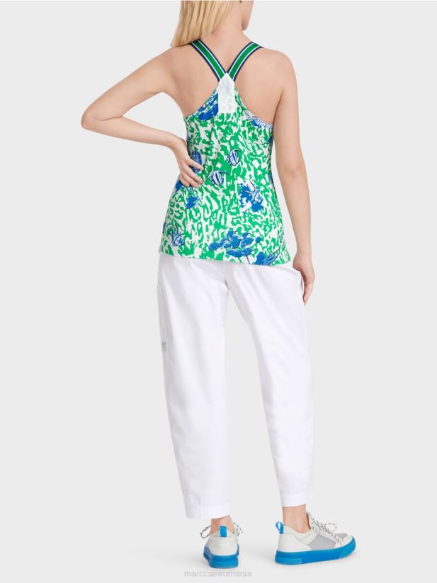 top cu spatele boxer Marc Cain frunză strălucitoare de busuioc îmbrăcăminte 4826HH1356