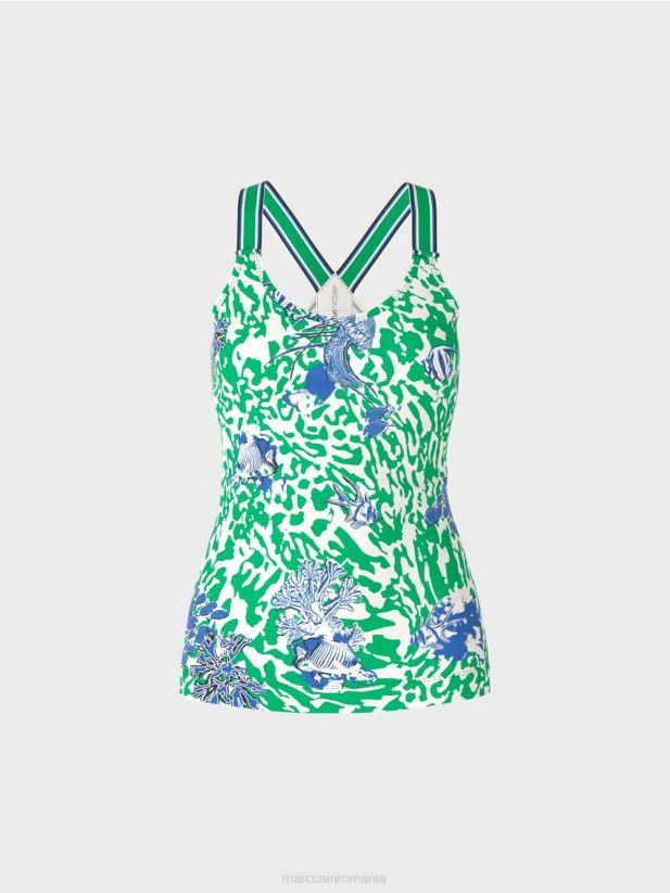 top cu spatele boxer Marc Cain frunză strălucitoare de busuioc îmbrăcăminte 4826HH1356