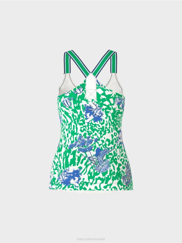 top cu spatele boxer Marc Cain frunză strălucitoare de busuioc îmbrăcăminte 4826HH1356