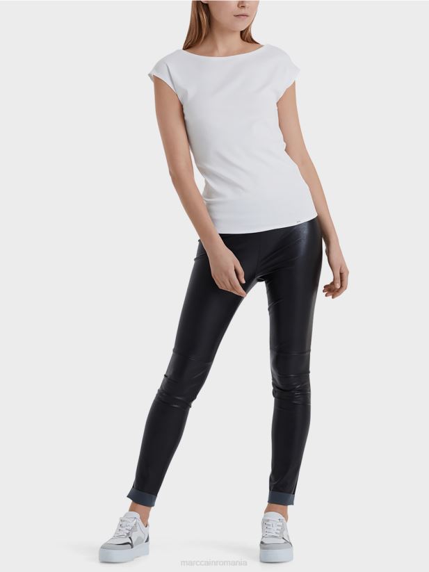 top de bază cu decolteu larg Marc Cain alb îmbrăcăminte 4826HH1486