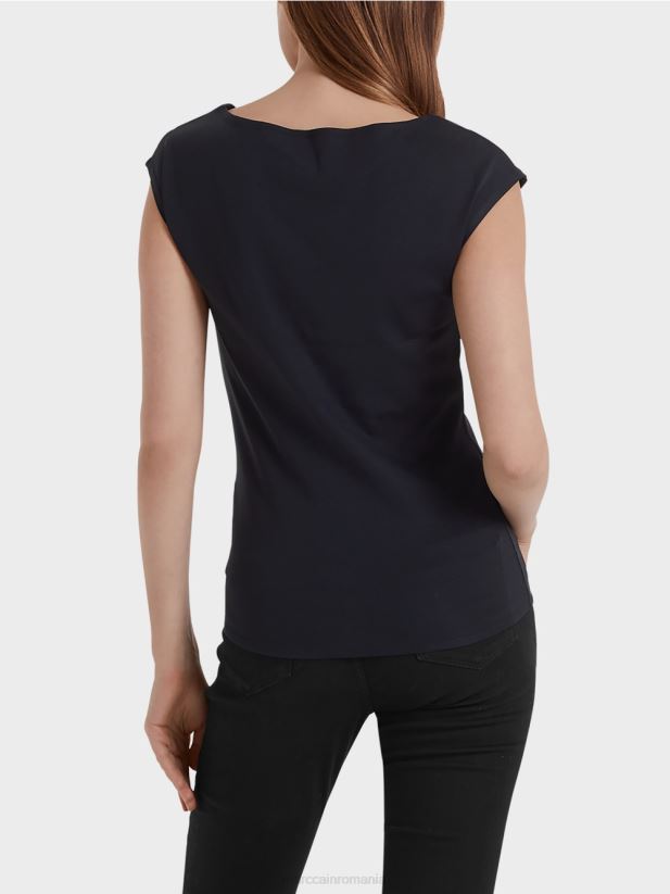 top de bază cu decolteu larg Marc Cain albastru miezul nopții îmbrăcăminte 4826HH1477