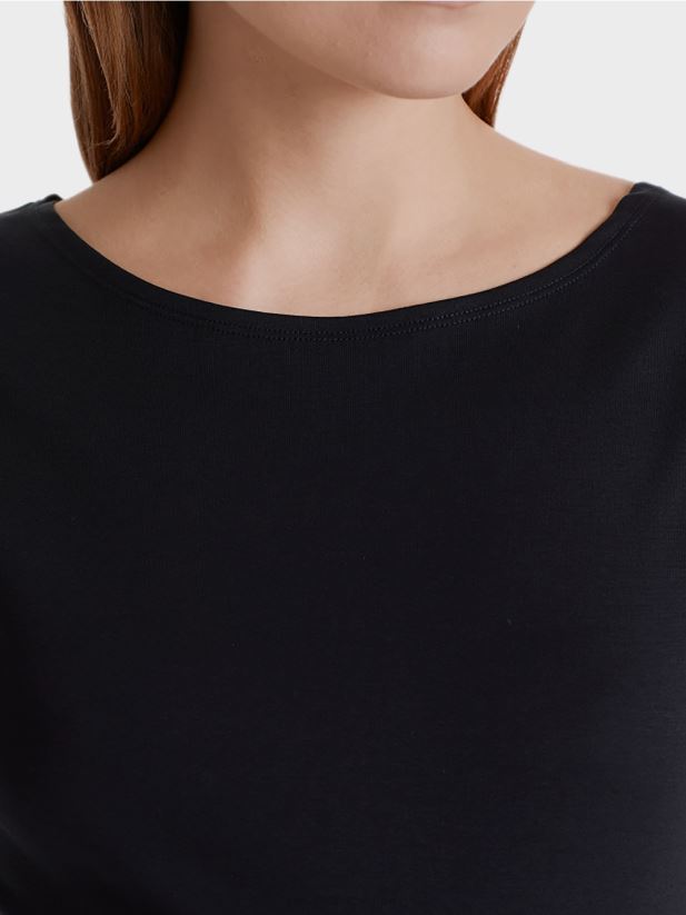 top de bază cu decolteu larg Marc Cain albastru miezul nopții îmbrăcăminte 4826HH1477