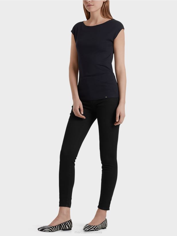 top de bază cu decolteu larg Marc Cain albastru miezul nopții îmbrăcăminte 4826HH1477