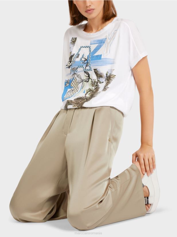 top de kimono din bumbac Marc Cain azur îmbrăcăminte 4826HH1416