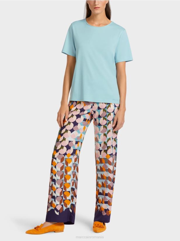 top din bumbac elastic Marc Cain albastru atmosferic îmbrăcăminte 4826HH1459