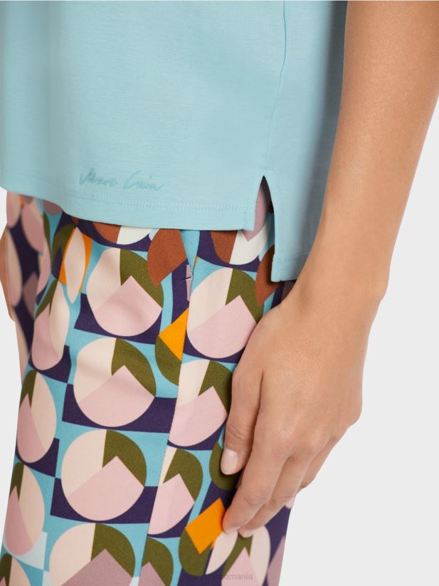 top din bumbac elastic Marc Cain albastru atmosferic îmbrăcăminte 4826HH1459