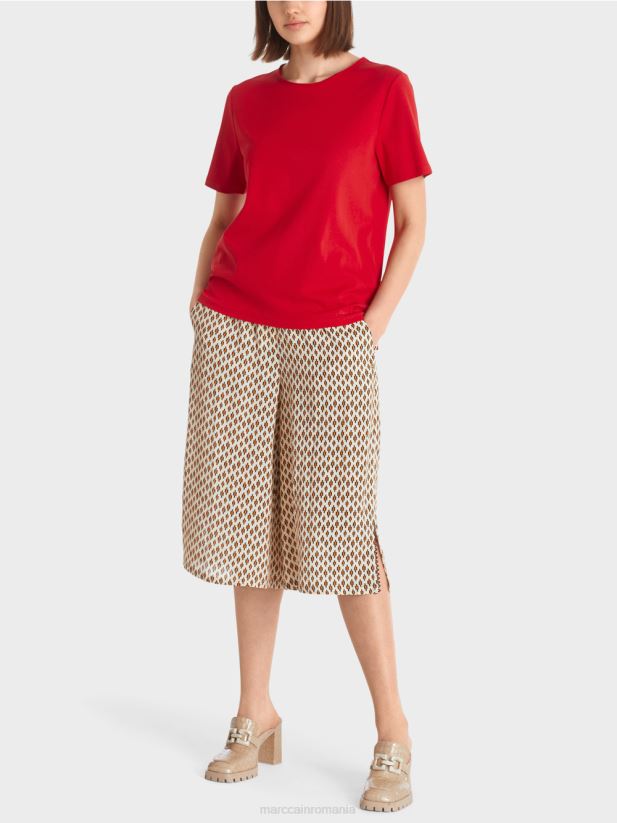 top din bumbac elastic Marc Cain rosu intens îmbrăcăminte 4826HH1381