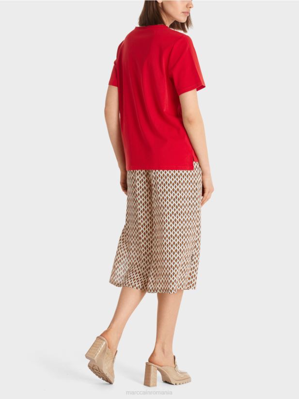 top din bumbac elastic Marc Cain rosu intens îmbrăcăminte 4826HH1381