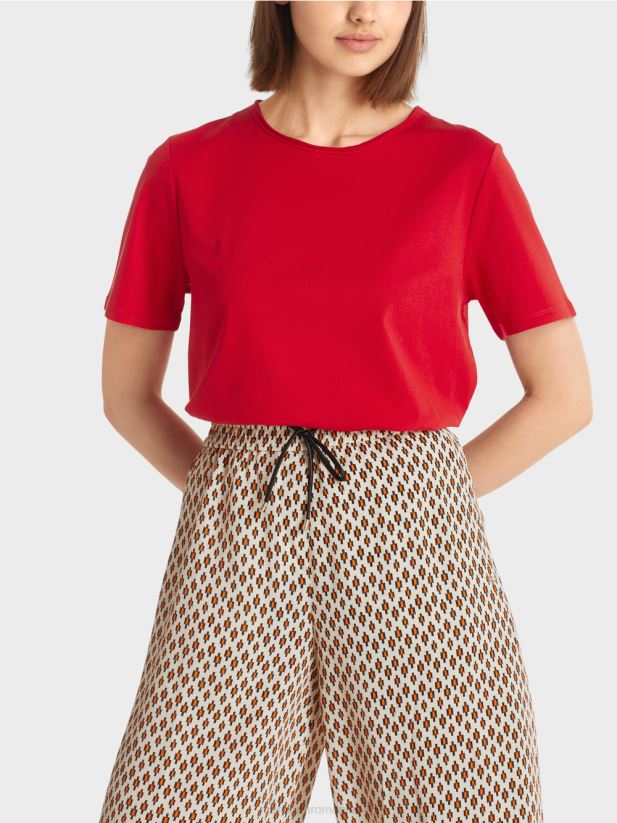 top din bumbac elastic Marc Cain rosu intens îmbrăcăminte 4826HH1381