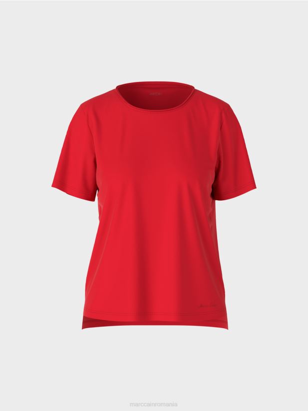 top din bumbac elastic Marc Cain rosu intens îmbrăcăminte 4826HH1381