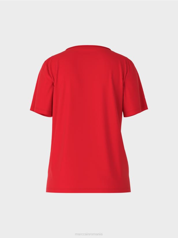 top din bumbac elastic Marc Cain rosu intens îmbrăcăminte 4826HH1381