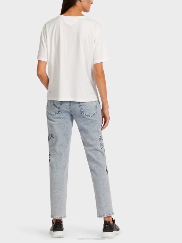 top din bumbac moale Marc Cain aproape alb îmbrăcăminte 4826HH1439