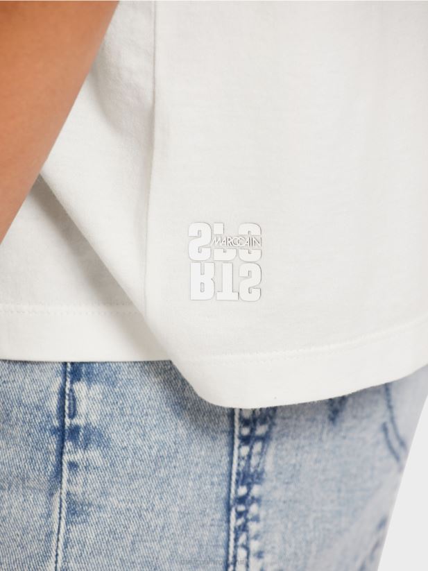 top din bumbac moale Marc Cain aproape alb îmbrăcăminte 4826HH1439