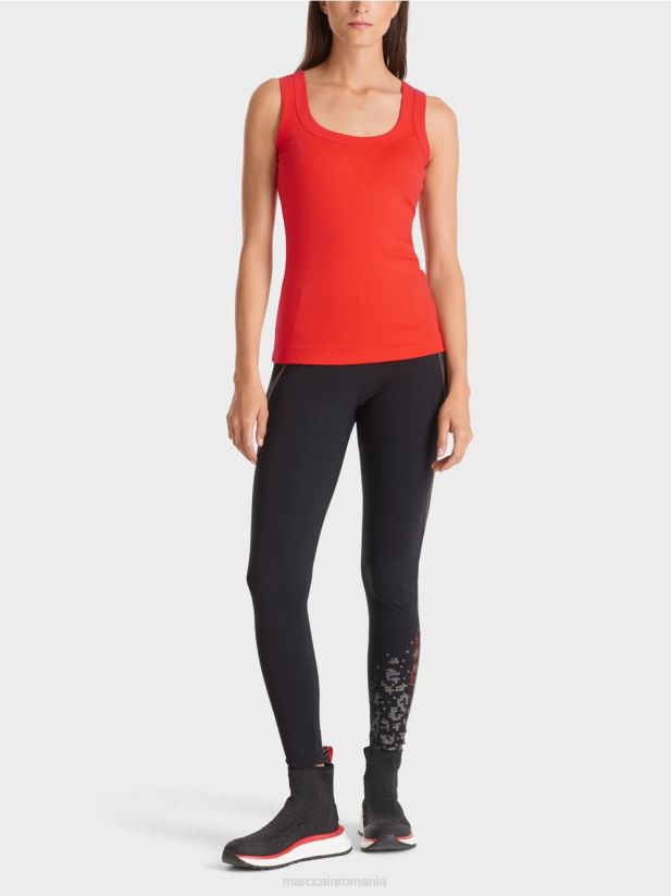 top din coastă din bumbac fără mâneci Marc Cain campari îmbrăcăminte 4826HH1269