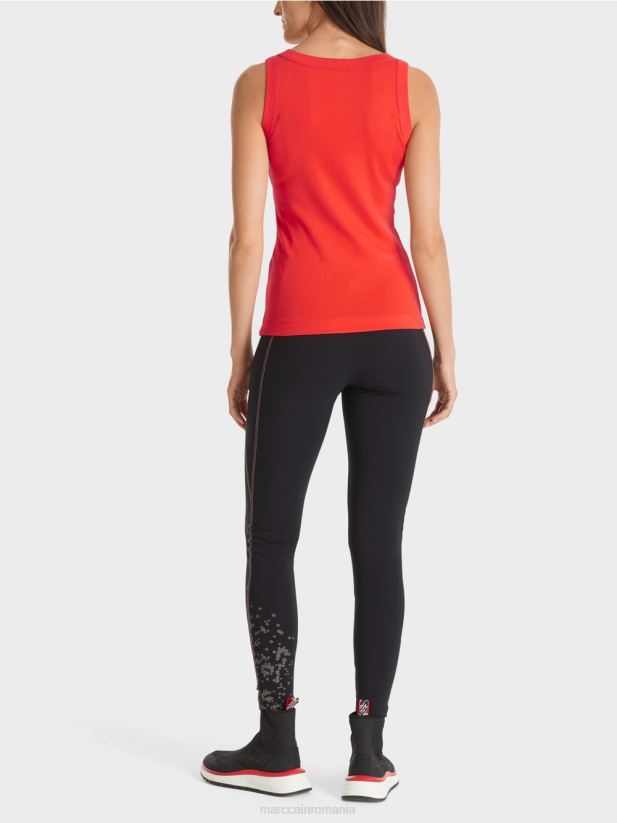 top din coastă din bumbac fără mâneci Marc Cain campari îmbrăcăminte 4826HH1269