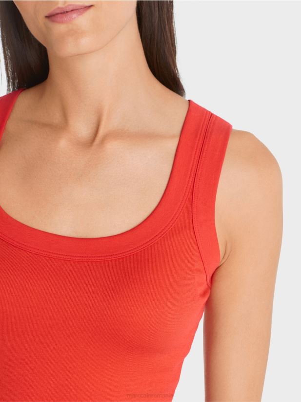 top din coastă din bumbac fără mâneci Marc Cain campari îmbrăcăminte 4826HH1269