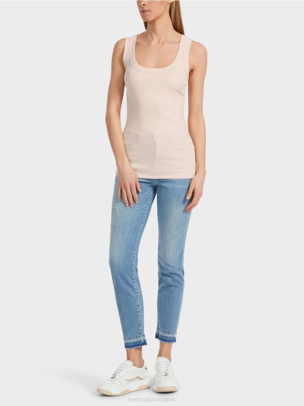 top din coastă din bumbac fără mâneci Marc Cain floare de migdal îmbrăcăminte 4826HH1235