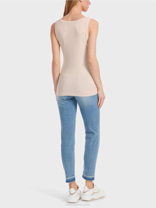 top din coastă din bumbac fără mâneci Marc Cain floare de migdal îmbrăcăminte 4826HH1235