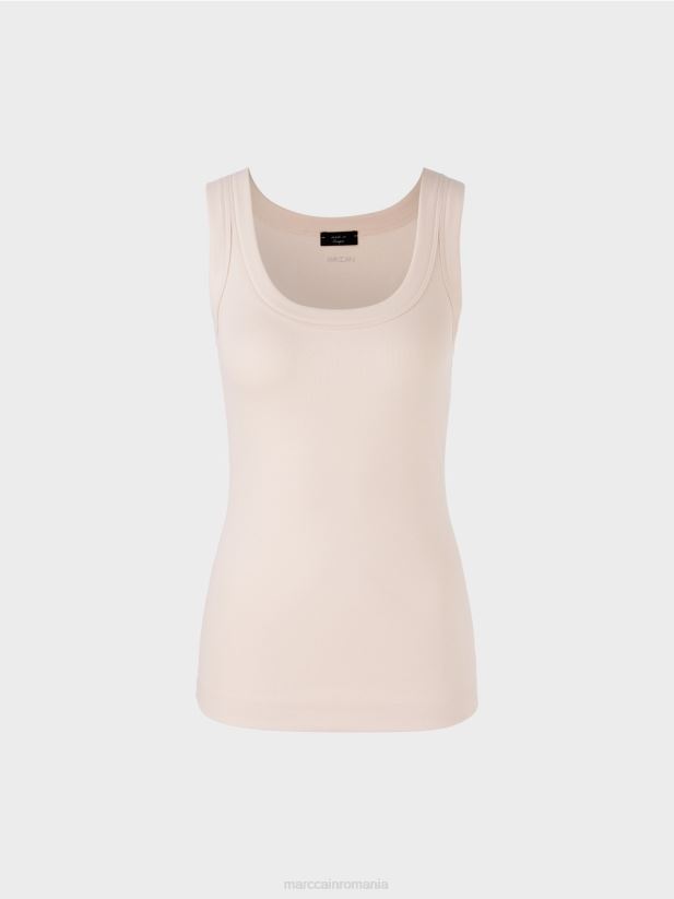 top din coastă din bumbac fără mâneci Marc Cain floare de migdal îmbrăcăminte 4826HH1235