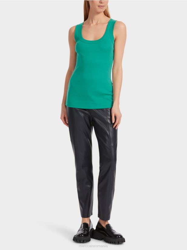top din coastă din bumbac fără mâneci Marc Cain smalț îmbrăcăminte 4826HH1242