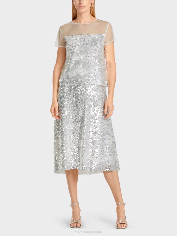 top elegant cu paiete Marc Cain aproape alb îmbrăcăminte 4826HH1390