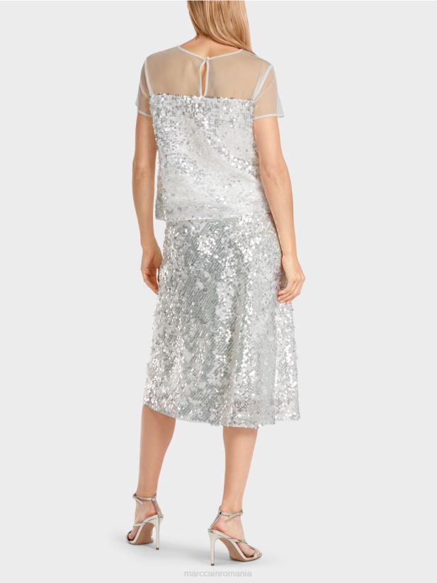 top elegant cu paiete Marc Cain aproape alb îmbrăcăminte 4826HH1390