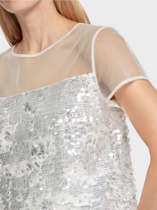 top elegant cu paiete Marc Cain aproape alb îmbrăcăminte 4826HH1390