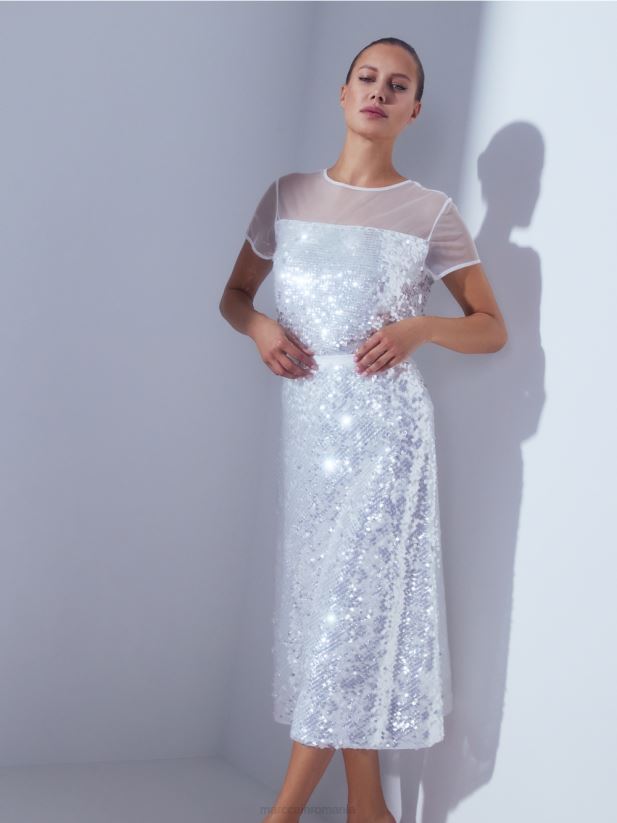 top elegant cu paiete Marc Cain aproape alb îmbrăcăminte 4826HH1390