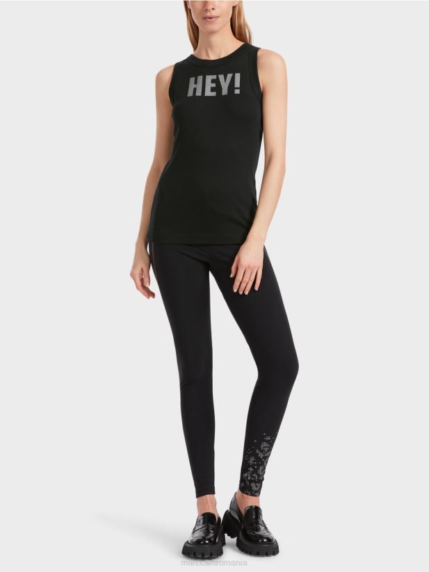 top fără mâneci cu imprimeu cu sclipici Marc Cain negru îmbrăcăminte 4826HH1268