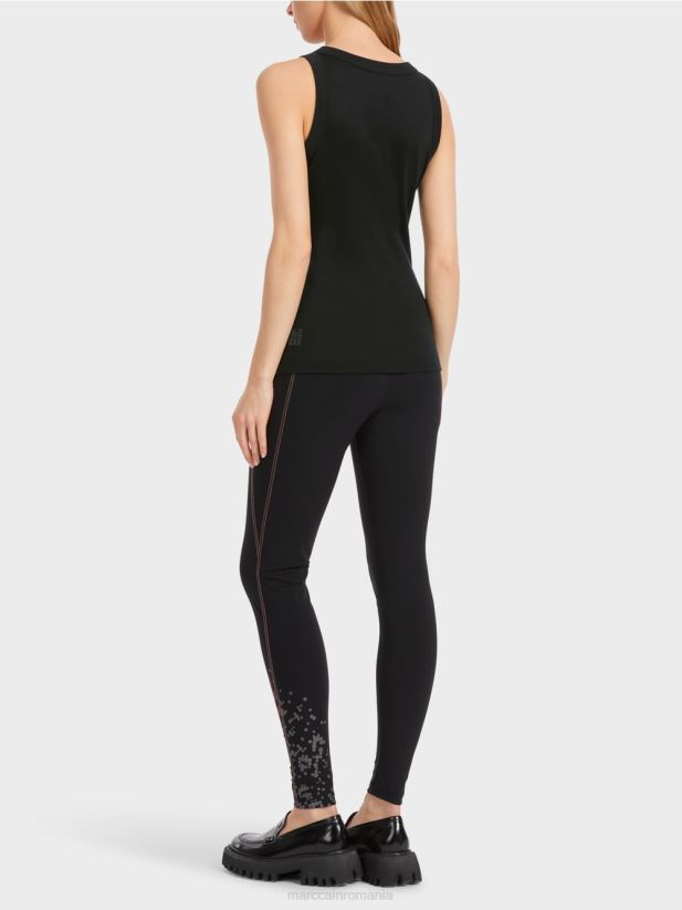 top fără mâneci cu imprimeu cu sclipici Marc Cain negru îmbrăcăminte 4826HH1268