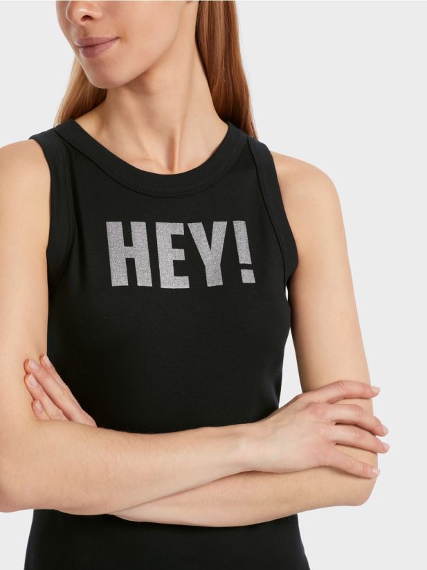 top fără mâneci cu imprimeu cu sclipici Marc Cain negru îmbrăcăminte 4826HH1268