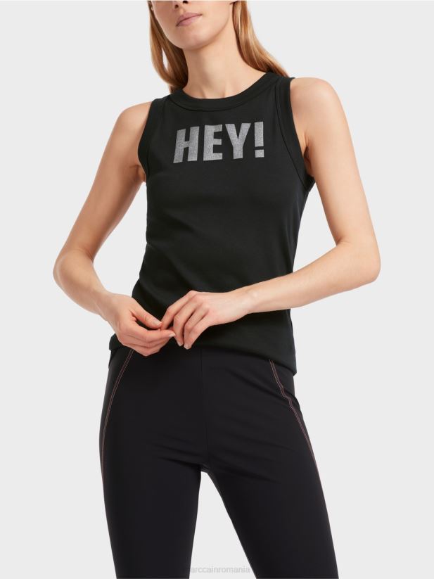 top fără mâneci cu imprimeu cu sclipici Marc Cain negru îmbrăcăminte 4826HH1268