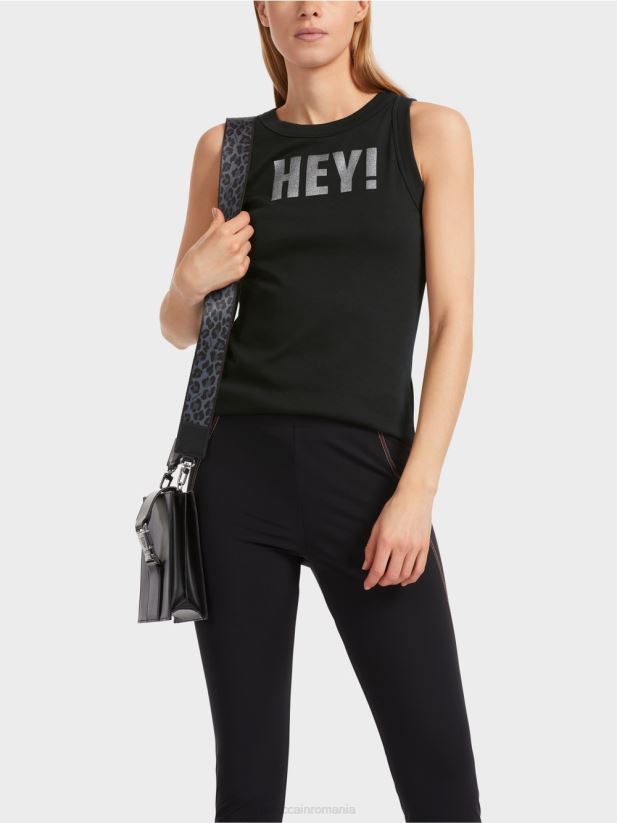 top fără mâneci cu imprimeu cu sclipici Marc Cain negru îmbrăcăminte 4826HH1268