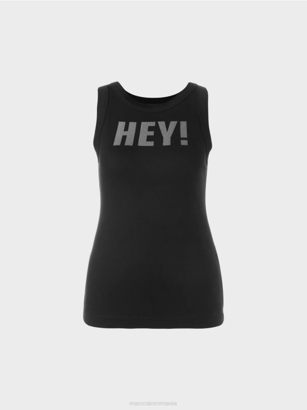 top fără mâneci cu imprimeu cu sclipici Marc Cain negru îmbrăcăminte 4826HH1268