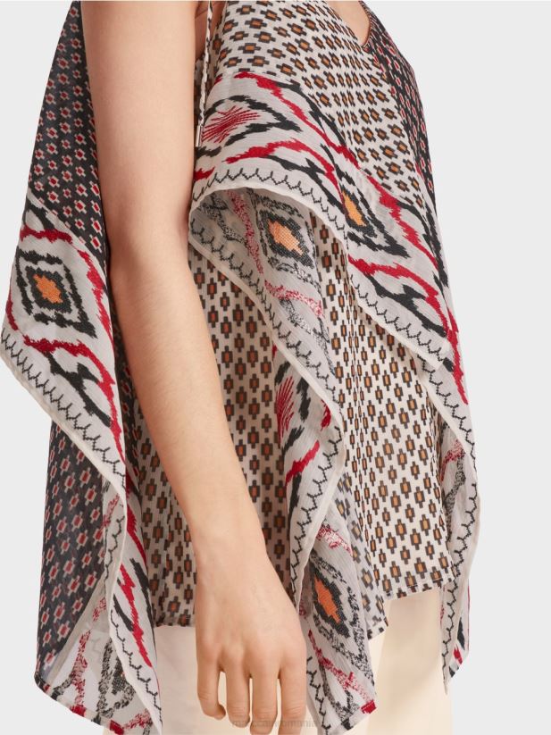 top în stil boho Marc Cain cremă îmbrăcăminte 4826HH1372