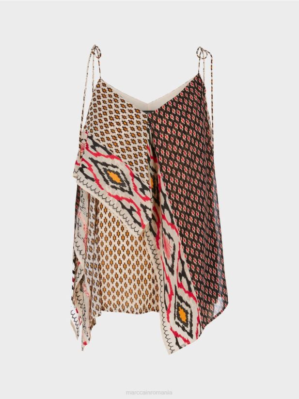 top în stil boho Marc Cain cremă îmbrăcăminte 4826HH1372