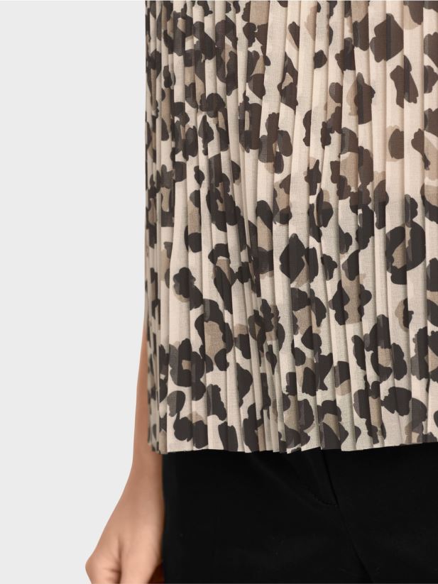 top plisat cu imprimeu leopard Marc Cain negru îmbrăcăminte 4826HH1407