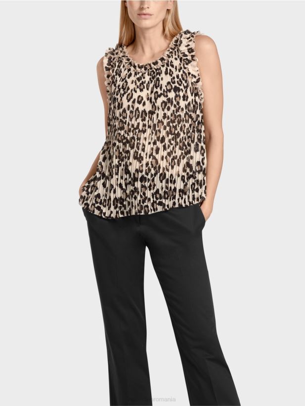 top plisat cu imprimeu leopard Marc Cain negru îmbrăcăminte 4826HH1407