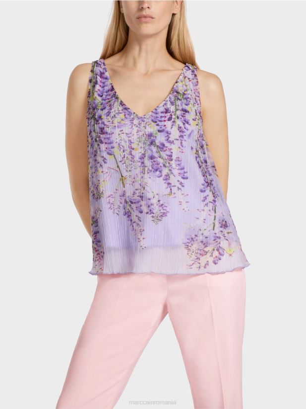 top plisat în formă de a Marc Cain liliac strălucitor îmbrăcăminte 4826HH1389