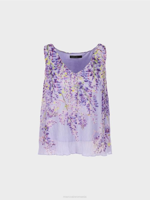 top plisat în formă de a Marc Cain liliac strălucitor îmbrăcăminte 4826HH1389