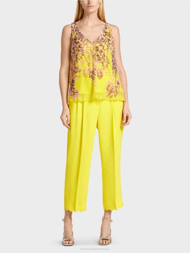 top plisat în formă de a Marc Cain verde lamaie îmbrăcăminte 4826HH1391