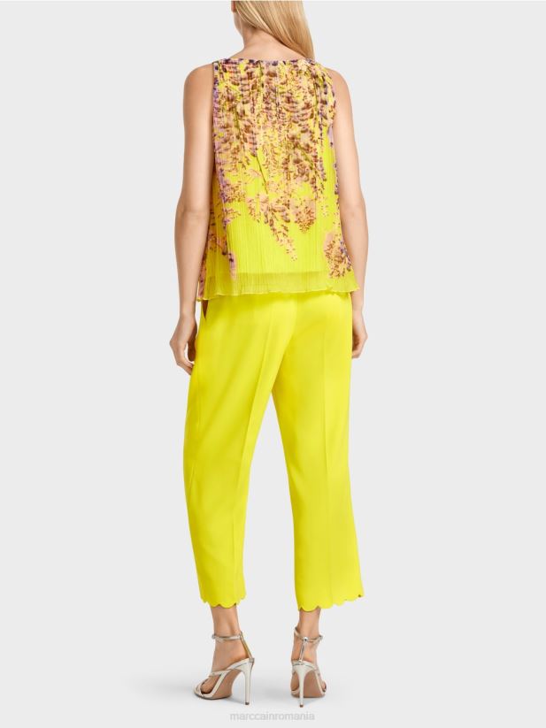 top plisat în formă de a Marc Cain verde lamaie îmbrăcăminte 4826HH1391