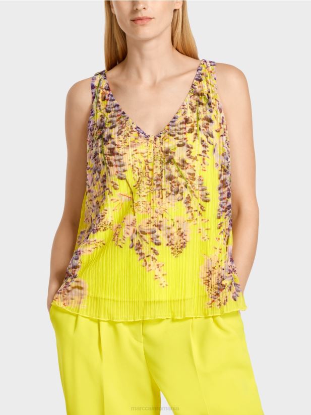 top plisat în formă de a Marc Cain verde lamaie îmbrăcăminte 4826HH1391