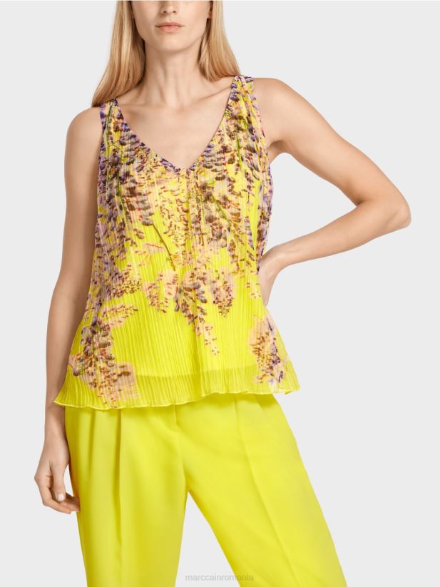 top plisat în formă de a Marc Cain verde lamaie îmbrăcăminte 4826HH1391