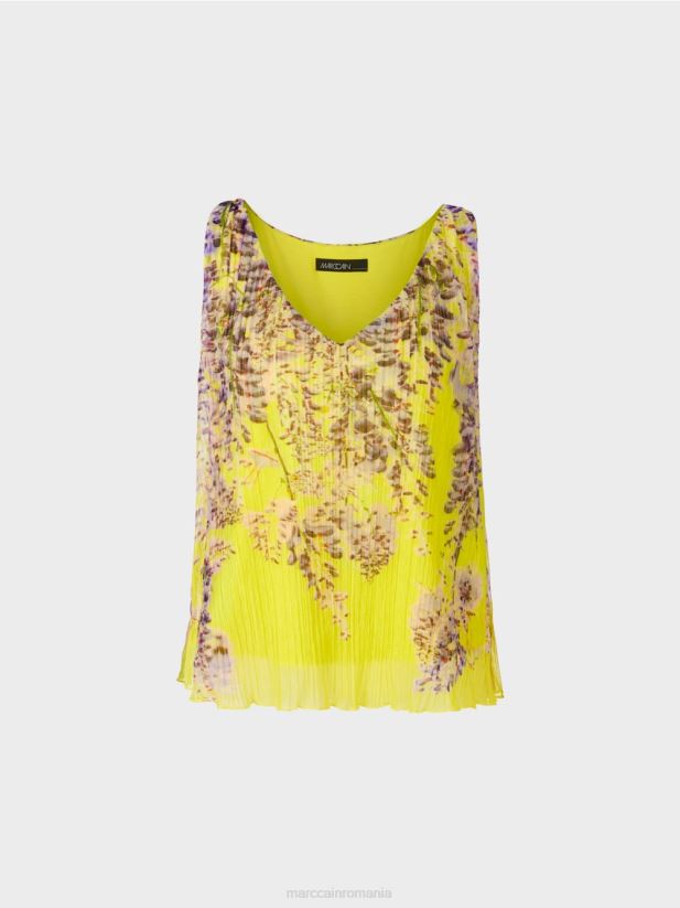 top plisat în formă de a Marc Cain verde lamaie îmbrăcăminte 4826HH1391