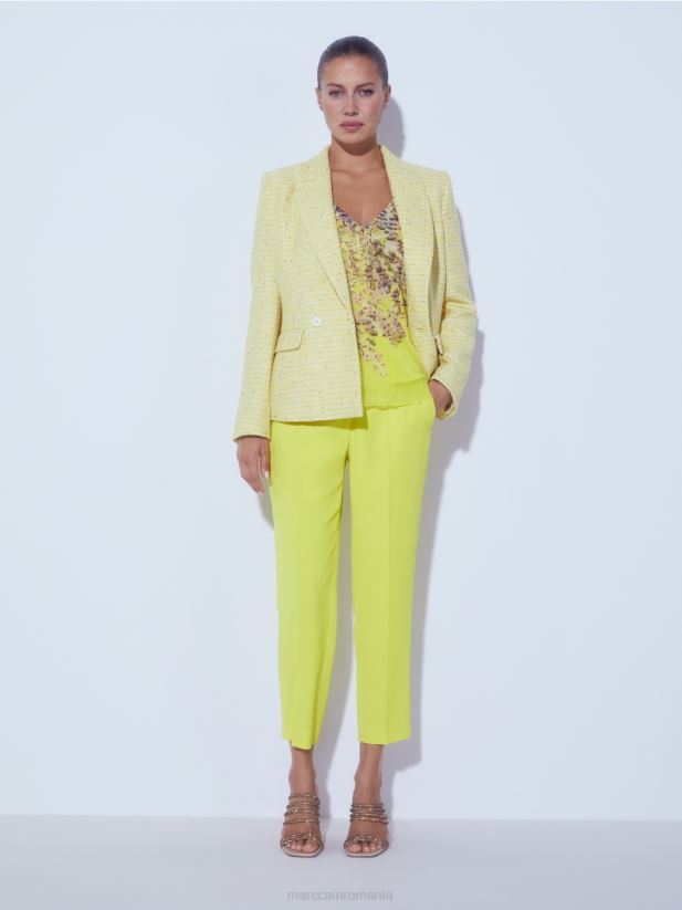 top plisat în formă de a Marc Cain verde lamaie îmbrăcăminte 4826HH1391